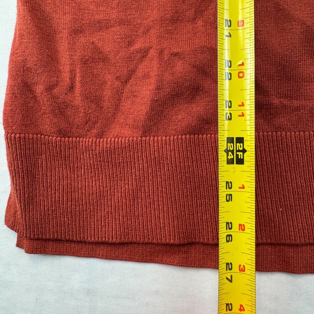 Matty M Sweater Womens S Brick Relaxed Ribbed Hem & Cuff V-Neck V-Neck Pullover - Picture 6 of 6